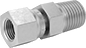 Image of Product. Female x Male. Front orientation. Pipe and Fittings. Extreme-Pressure Iron and Steel Threaded Pipe Fittings, Intermittent-Swivel Straight Reducing Adapters, Threaded Fitting Connection, Female, Male, Hex Body.