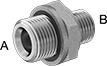 Image of Product. Male. Front orientation. Contains Annotated. Pipe and Fittings. Extreme-Pressure Iron and Steel Threaded Pipe Fittings, Straight Reducers with Gasket, Male, Threaded Fitting Connection, Hex Body.