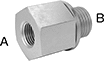 Image of Product. Female x Male. Front orientation. Contains Annotated. Pipe and Fittings. Extreme-Pressure Iron and Steel Threaded Pipe Fittings, Straight Reducing Adapters with Gasket, Male, Female, Threaded Fitting Connection, Hex Body.