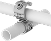 Image of ProductInUse. Easy Install Hinged Crossover. Front orientation. Slip-On Framing and Fittings. Galvanized Iron and Steel Slip-On Framing and Fittings, Through-Hole Connectors, Easy Install Crossover, Hinged Slip-On Fitting.