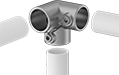 Image of ProductInUse. Front orientation. Exploded view. Slip-On Framing and Fittings. Galvanized Iron and Steel Slip-On Framing and Fittings, Connectors, Three-Way 90° Elbow.