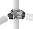 Image of ProductInUse. Front orientation. Exploded view. Slip-On Framing and Fittings. Galvanized Iron and Steel Slip-On Framing and Fittings, Through-Hole Connectors, Four-Way 90° Elbow.