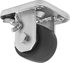 Image of Product. Rigid with Brake. Front orientation. Casters. Extra-High-Capacity Low-Profile Casters with Nylon Wheels, Rigid with Brake.