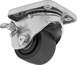 Image of Product. Swivel with Brake. Front orientation. Casters. Extra-High-Capacity Low-Profile Casters with Nylon Wheels, Swivel with Brake.