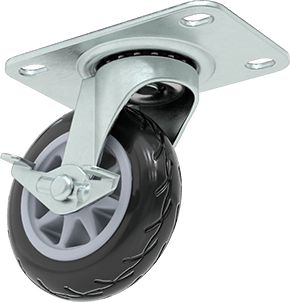 Image of Product. Front orientation. Caster with 3-3/4" x 2-1/2" Mounting Plate.