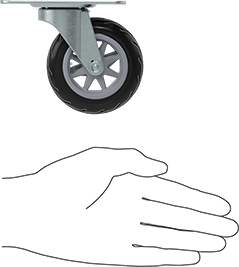 Image of Product. Side1 orientation. Contains SizingReference. Caster with 3-3/4" x 2-1/2" Mounting Plate.