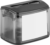 Image of Product. Plastic Dispenser for 6-1/2" Lg. × 4 1/4" Wd. Napkins. Front orientation. Napkin Dispensers.