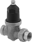 Image of Product. Valves With Union Fitting. Front orientation. Pressure-Regulating Valves. Pressure-Regulating Valves for Drinking Water, Female Inlet, Buna-N Diaphragm, Union Fitting.