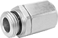Image of Product. Female x Male. Front orientation. Pipe and Fittings. Universal-Thread Medium-Pressure Brass and Bronze Threaded Pipe Fittings, Intermittent-Swivel Straight Adapters, Male, Threaded Fitting Connection, Female, Hex Body.