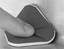 Image of ProductInUse. Front orientation. Sandpaper. Sanding Pads for Stainless Steel and Hard Metals.