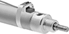 Image of ProductInUse. NPN and PNP Sensors. Front orientation. Proximity Sensors. Double-Acting Round Body Air Cylinders, Solid-State-Switch Sensor, PNP Solid State Output.