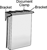 Image of System. Fixed Bracket with Document Clamps. Front orientation. Contains Annotated. Document Racks. Wall-Mount Hanging-Document Racks, Painted Steel Brackets, Fixed Bracket.