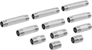 Image of Product. Front orientation. Pipe and Fittings. Standard-Wall Stainless Steel Threaded Pipe Nipples and Pipe Assortments.