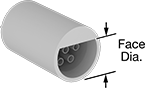 Image of Product. Front orientation. Contains Annotated. Micro 360 Connectors. Push-In Miniaturized Micro 360 Connectors, Sockets with Solder Connection, Half-Round Face.