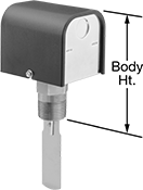 Image of Product. Threaded Connection. Front orientation. Contains Annotated. Flow Switches. Insertion-Mount Flow Switches, Threaded Fitting Connection.