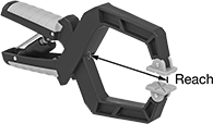 Image of Product. Front orientation. Contains Annotated. Pliers Clamps. Long-Reach Plastic Pliers Clamps.