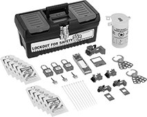Image of Product. Front orientation. Lockouts. Electrical Lockout Sets with Padlocks, For Electrical Plugs, For Circuit Breakers, For Wall Switches.