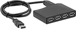 Image of Product. With Female USB-A Connections. Front orientation. Data Connection Hubs. USB-A, 3.2 Gen 1 Male Connection, 3.2 Gen 1.