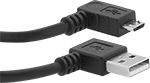 Image of Product. Front orientation. USB Cords. USB Cords, 90° Elbow USB-A Plug × 90° Elbow Micro USB-B Plug.