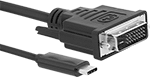 Image of Product. Front orientation. USB Cords. USB Adapter Cords, USB-C Plug × DVI-D Plug.