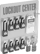 Image of Product. Front orientation. Lockouts. Wall-Mount Lockout Sets with Padlocks, Board.
