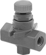 Image of Product. Front orientation. Flow-Adjustment Valves. Threaded Precision Flow-Adjustment Valves for Chemicals, Dark Gray, Straight.