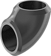 Image of Product. Front orientation. Pipe and Fittings. High-Pressure Iron and Steel Butt-Weld Pipe Fittings, Short 90° Elbow Connectors, Butt Weld.