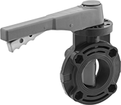 Image of Product. Front orientation. Flow-Adjustment Valves. Plastic Flanged Flow-Adjustment Valves for Chemicals, 4 Bolt Holes.