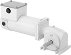 Image of Product. Front orientation. Electric Gearmotors. Washdown Right-Angle DC Gearmotors.