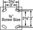 Image of Specification. Front orientation. Contains Annotated. For 3/8" Screws. High-Capacity Food and Beverage Casters with Polyurethane Wheels.