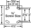 Image of Specification. Front orientation. Contains Annotated. For 3/8" Screws. Food and Beverage Casters with Phenolic Wheels.