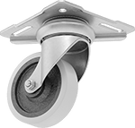 Image of Product. Front orientation. Casters. Corner-Mount Casters with Polyurethane Wheels.