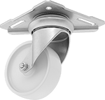 Image of Product. Front orientation. Casters. Corner-Mount Casters with Nylon Wheels.