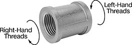 Image of Product. Female × Female. Front orientation. Contains Annotated. Pipe and Fittings. Quick-Tighten Low-Pressure Galvanized Iron and Steel Threaded Pipe Fittings, Straight Connectors, Female, Threaded Fitting Connection.