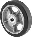 Image of Product. Front orientation. Wheels. Oil-Resistant Rubber Wheels , Neoprene, Tread-on-Core Wheel, Spoked Wheel Core.