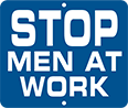 Image of Product. Front orientation. Signs. Railroad Signs, Stop—Men at Work (English).