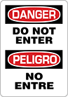 Image of Product. Front orientation. Signs. Restricted Area Signs, Danger—Do Not Enter/Peligro—No Entre (English/Spanish).