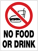 Image of Product. Front orientation. Signs. Housekeeping Signs, No Food or Drink (English).