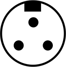 Image of Specification. Front orientation. Mini Connector, Female Socket with Internal Thread, Screw Terminal, 3 Pole.