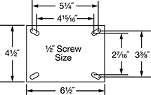 Image of Specification. Mounting Plate Style 2. Front orientation. Contains Annotated. Mounting Plate Style 2 . High-Capacity V-Groove Wheel Track Casters with Metal Wheels.