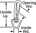 Image of Attribute. Front orientation. Contains Annotated. Light Duty Snap Hooks with Swivel Hook Attachment.