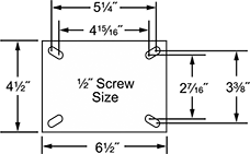 Image of Specification. Front orientation. Contains Annotated. Casters. Flanged-Wheel Track Casters with Metal Wheels.
