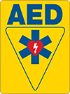 Image of Product. Front orientation. Signs. First-Aid Signs, AED (English).