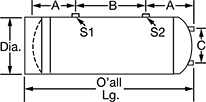 Image of Product. Front orientation. Contains Annotated. Expansion Tanks. ASME-Code Expansion Tanks for Water, Painted Steel.
