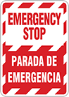 Image of Product. Front orientation. Signs. Machine and Equipment Operation Signs, Emergency Stop/Parada De Emergencia (English/Spanish).