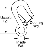 Image of Attribute. Front orientation. Contains Annotated. Load-Rated Snap Hooks with Eye.