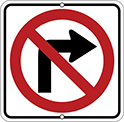Image of Product. Front orientation. Signs. Traffic Control Signs, No Right Turn Symbol.