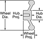 Image of Attribute. Front orientation. Contains Annotated. Unthreaded-Hole-Mount Spoked Hand Wheels, Dished Hand Wheels.