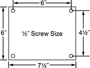 Image of Specification. Front orientation. Contains Annotated. Mounting Plate Style 1 . Extra-High-Capacity Colossus Casters with Polyurethane Wheels.