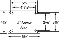 Image of Specification. Front orientation. Contains Annotated. For 1/2" Screws. Extra-High-Capacity Compact Alliance Casters with Polyurethane Wheels.
